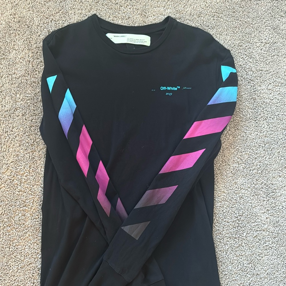 Off White Gradient Ombré Long Sleeve Small